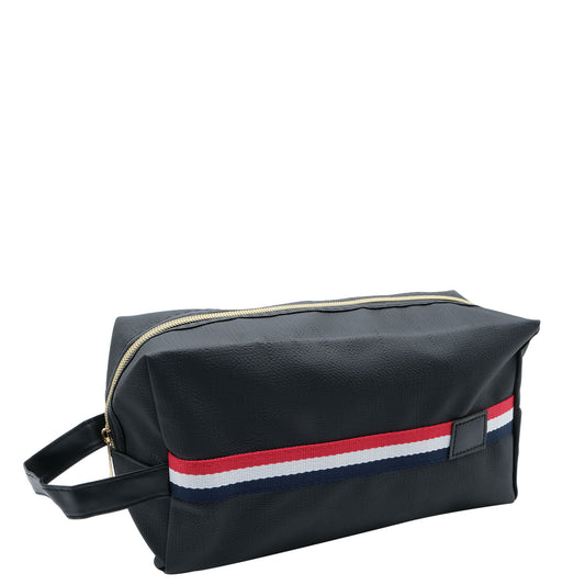 Gents Mock Leather Toiletry Bag (Stripe) - 26 X 10 X 15cm