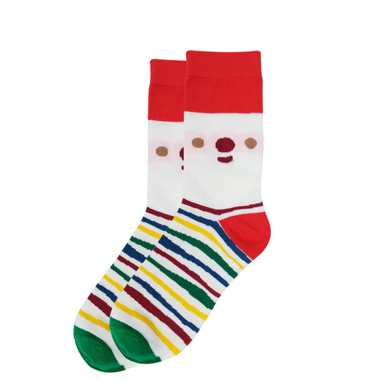 Christmas Novelty Socks (Father Christmas Candy Stripes) - One Size Fits Most