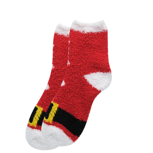 Christmas Fluffy Socks (Father Christmas Red Suit) - One Size Fits Most