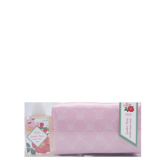 Garden Party Pamper Treat Pack - 150ml Body Wash, 50g Body Butter & Cosmetic Bag (19 x 9 x 11cm)