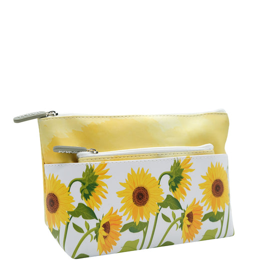 Sunflower Toiletry Bag Pocket Set (2pc) - 20 x 14 x 7cm & 15 x 11cm