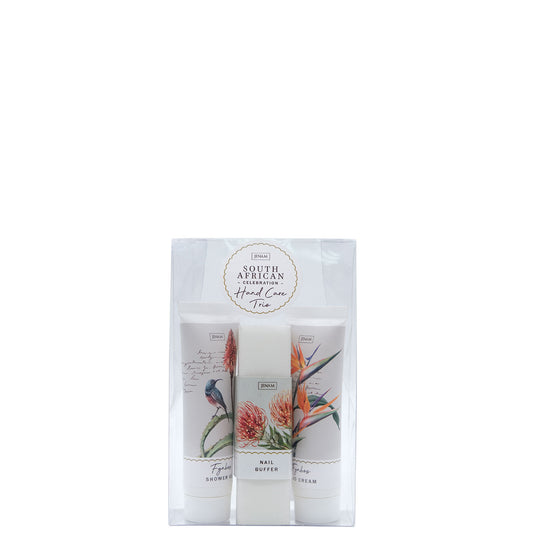 A South African Celebration Hand Care Trio - 30ml Hand Cream, 30ml Shower Gel & Nail Buffer (9.5cm)