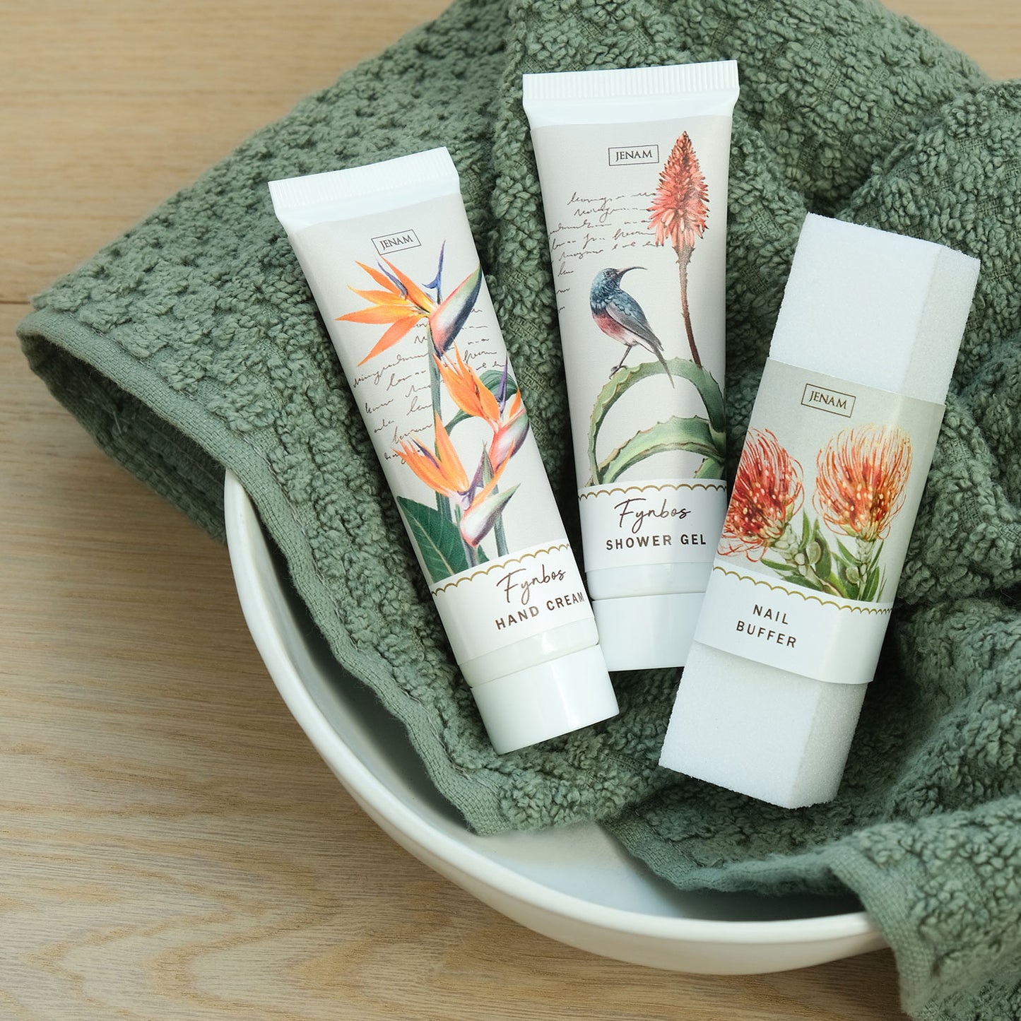 A South African Celebration Hand Care Trio - 30ml Hand Cream, 30ml Shower Gel & Nail Buffer (9.5cm)