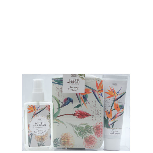 A South African Celebration Journey Trio - 60ml Hand Cream, 90ml Spritzer & Wallet (12.5 x 9cm)