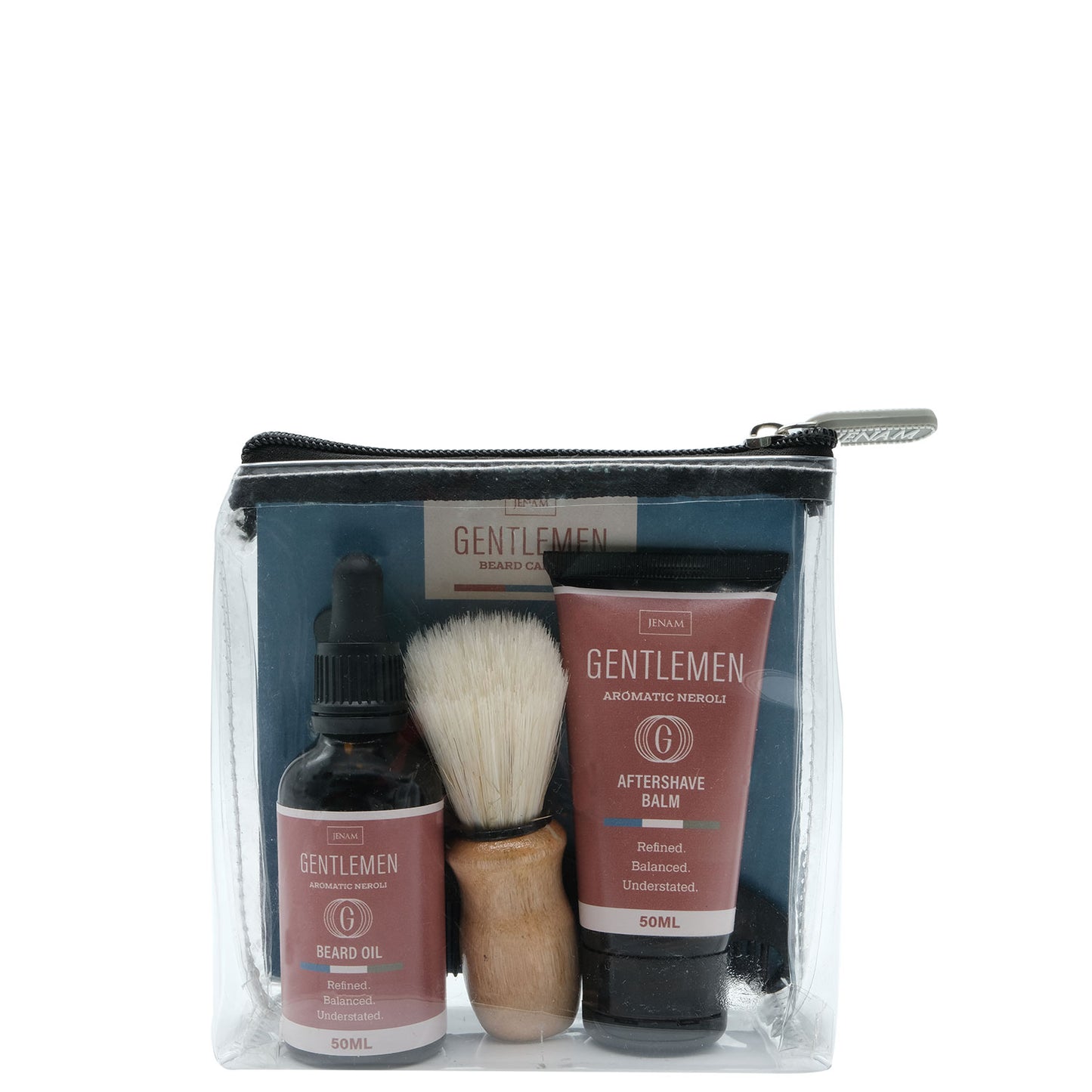 Gentlemen Beard Care Kit (Aromatic Neroli) - 50ml Aftershave Balm, 50ml Beard Oil, Shaving Brush (10cm) & Beard Comb (11 x 9cm)