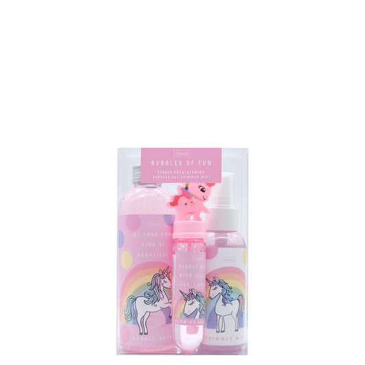 Unicorn Bubbles Of Fun - 100ml Shimmer Mist, 200ml Bubble Bath & Blowing Bubbles