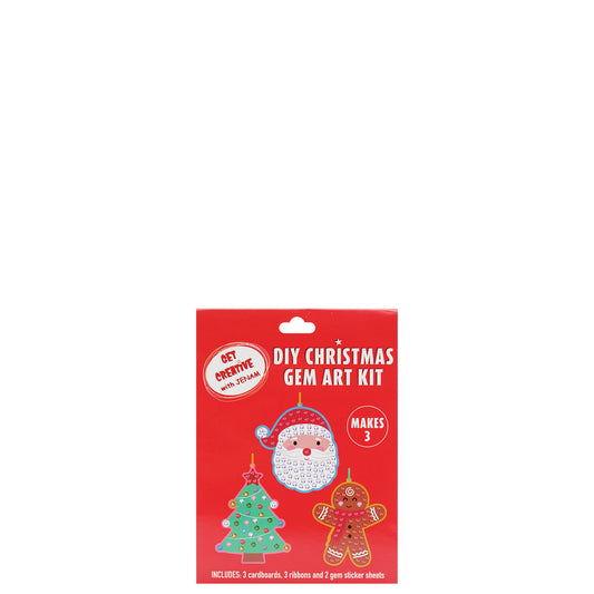 Christmas Gem Art Kit - 3 Cardboards, 3 Ribbons & 2 Gem Sticker Sheets