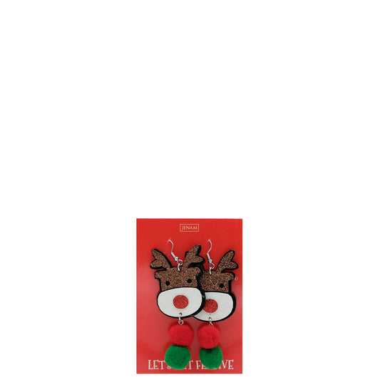 Christmas Earrings (Reindeer With Pom Pom)