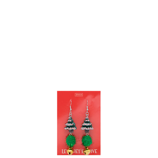 Christmas Earrings (Trees With Pom Pom & Bells)