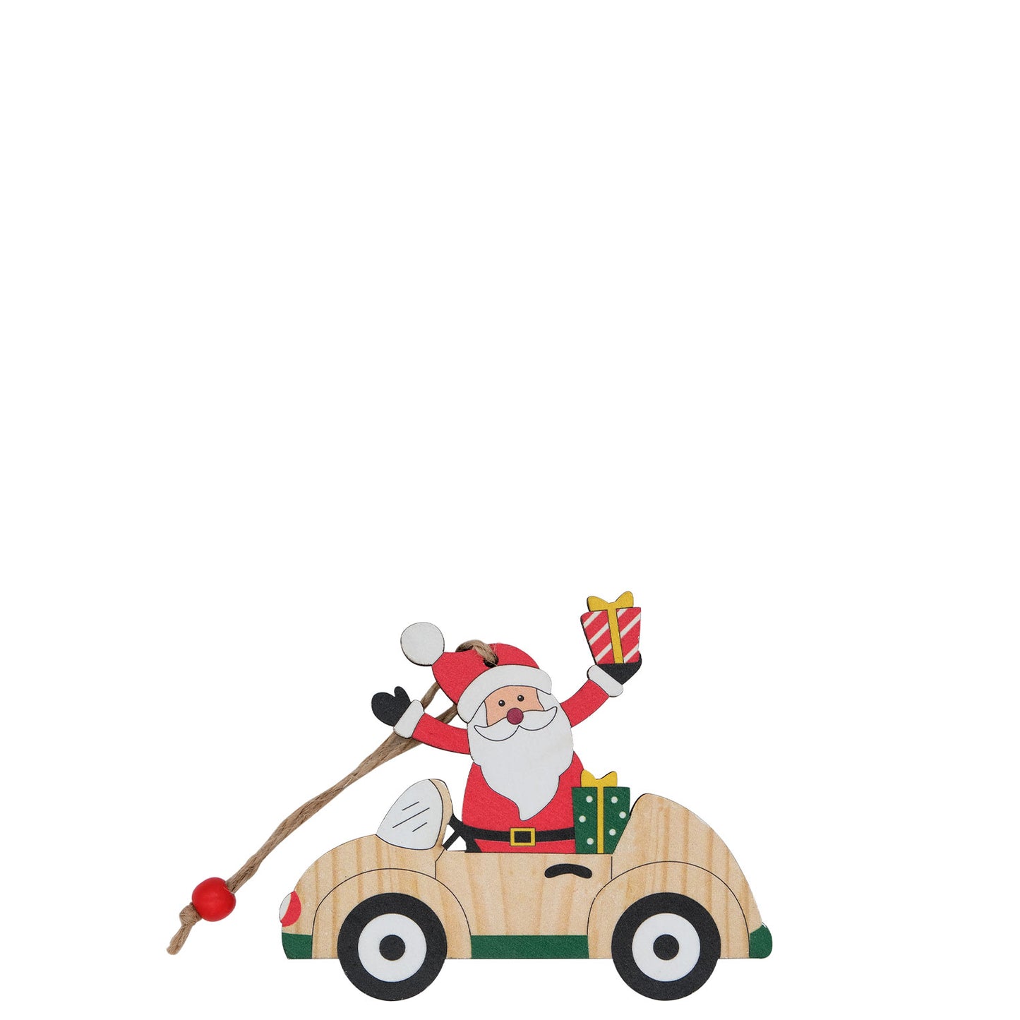 Father Christmas Car Ornament (Wooden) - 11.5 x 9cm