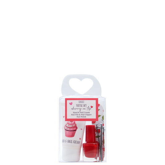 Cherry Love You're My Cherry On Top - 30ml Hand & Nail Cream, Nail Polish, Nail File (9cm) & Nail Clipper (6cm)