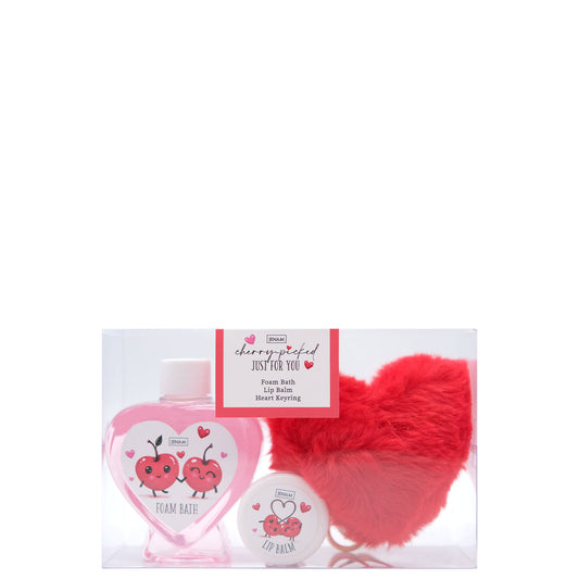 Cherry Love Cherry-picked Just For You - 120ml Foam Bath, 15g Lip Balm & Heart Keyring (8.5 x 7cm)