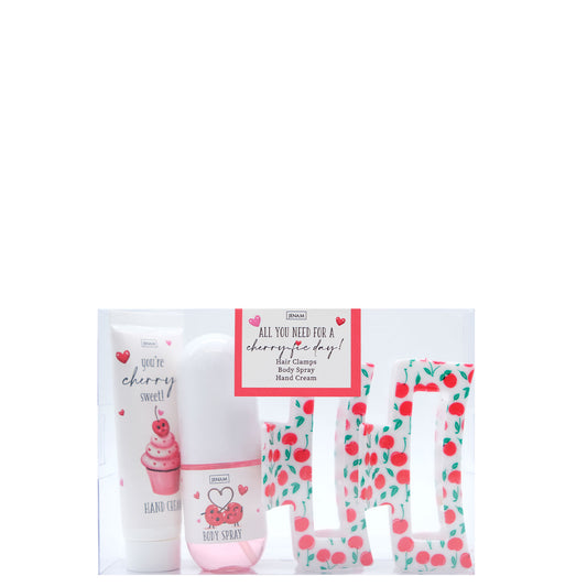 Cherry Love All You Need For A Cherry-fic Day - 30ml Hand Cream, 30ml Body Spray & 2 x Hair Clamps (9cm x 3cm)